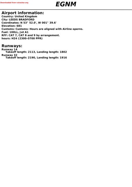 UK AIP (15 Jan 09) AD 2-EGNM-1-1 Civil Aviation Authority AMDT 1 ...