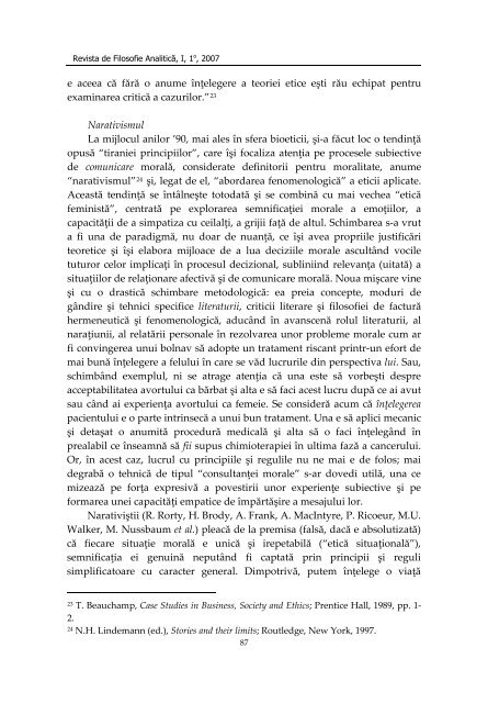 este etica aplicatÄ o aplicare a eticii? - Societatea RomÃ¢nÄ de ...