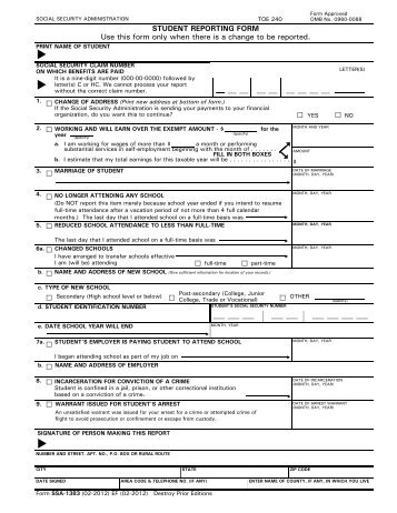 Student Reporting Form - Social Security