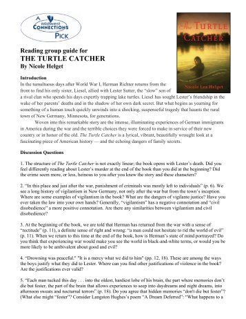 Reading group guide for THE TURTLE CATCHER By