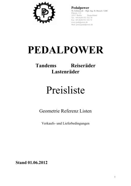 PEDALPOWER - VERTRIEB - BERLIN