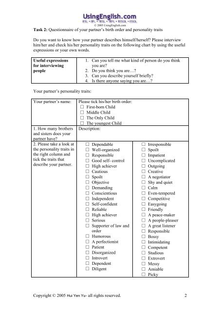 Personality Traits