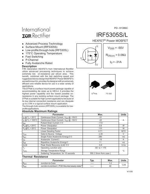 IRF5305S/L - International Rectifier