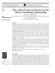 The critical success factors in the client-consulting relationship