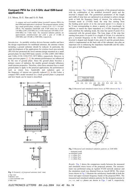 Compact PIFA for 2.4 5 GHz dual ISM-band applications ...