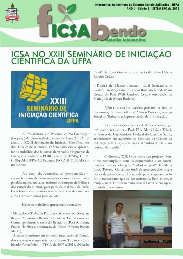 ICSA NO XXIII SEMINÁRIO DE INICIAÇÃO CIENTÍFICA DA UFPA