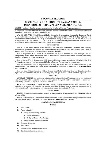 Carta Nacional Pesquera ActualizaciÃ³n 2004 - Inapesca