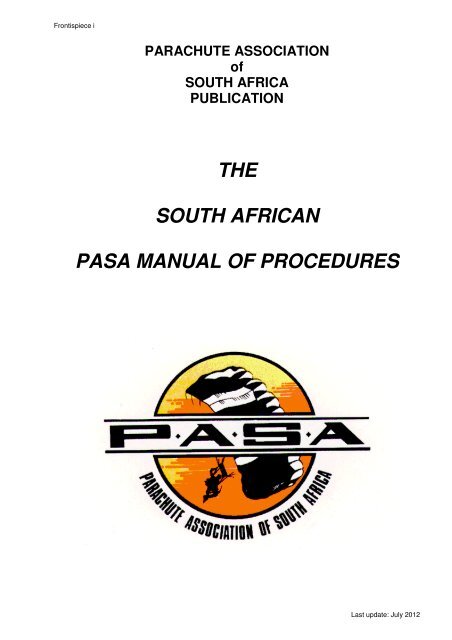 Manual of Procedures - Parachute Association of South Africa