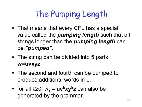 Pushdown Automaton: CFL and the pumping lemma