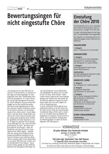 FN Ausgabe 2-10 - Musikverband FÃ¶dekam Ostbelgien VOG