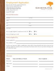 Employment Application - Charter Oak Federal Credit Union