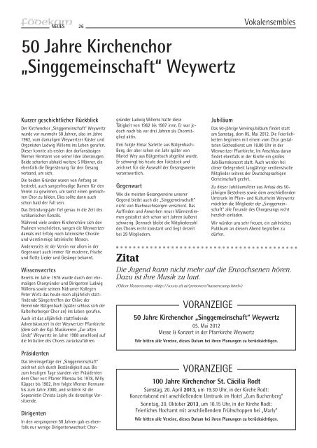 FN Ausgabe 1-12 - Musikverband FÃ¶dekam Ostbelgien VOG