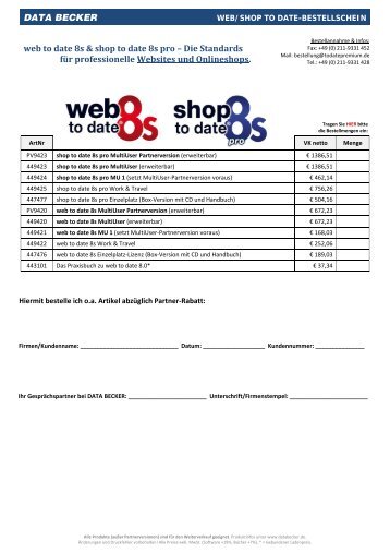 DATA BECKER web to date 8s & shop to date 8s pro â€“ Die ...