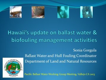 Hawaii's update on ballast water & biofouling management activities