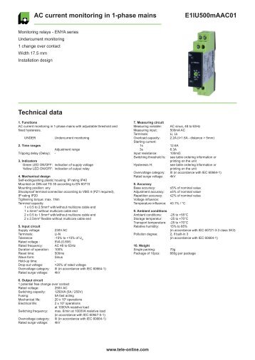 E1IU500mAAC01 AC current monitoring in 1-phase mains ...