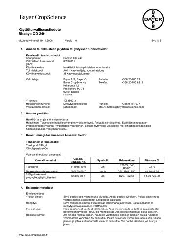 Käyttöturvallisuustiedote Biscaya OD 240 - K-maatalous