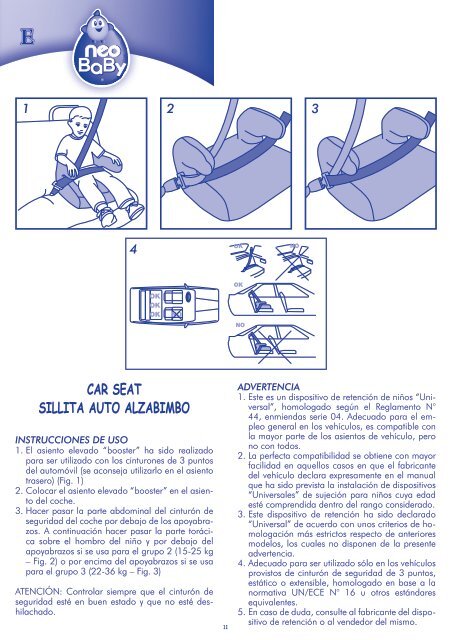 car seat seggiolino auto alzabimbo mod. easy trip basic - Neo Baby