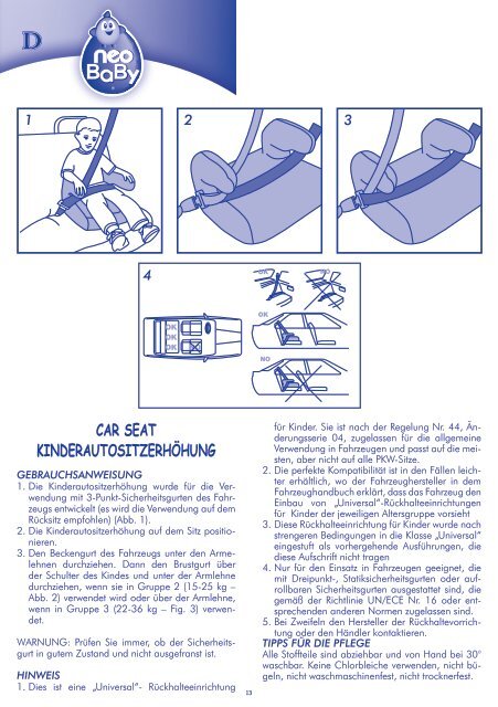 car seat seggiolino auto alzabimbo mod. easy trip basic - Neo Baby