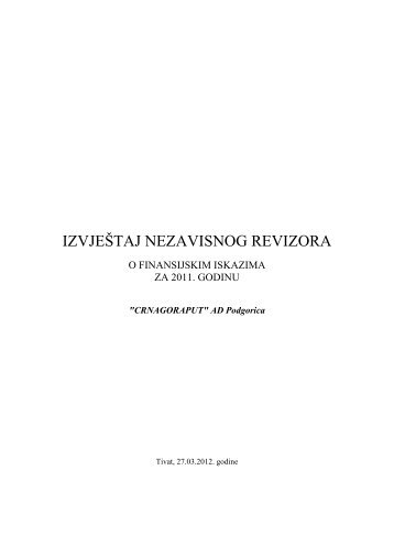 Revizorski izvjeÅ¡taj 2011 (pdf) - Montenegro berza