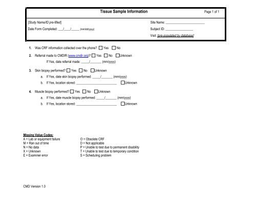 Tissue Sample Information - Cure CMD