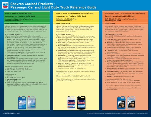 Coolant Color Chart