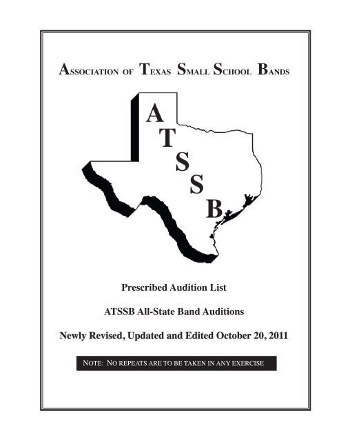 Prescribed Audition List ATSSB All-State Band Auditions Newly ...