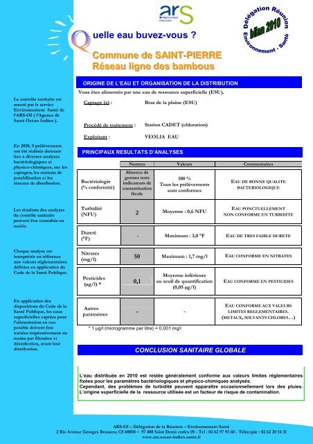 Réseau ligne des bambous 2010 modifiée - Veolia Eau Réunion