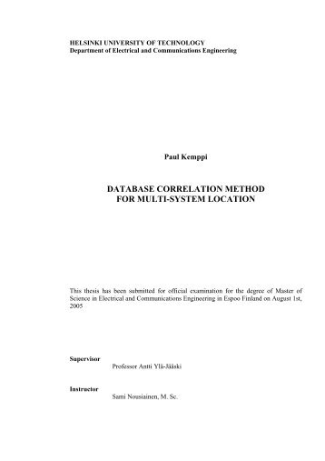 Database Correlation Method for Multi-System Location - TML