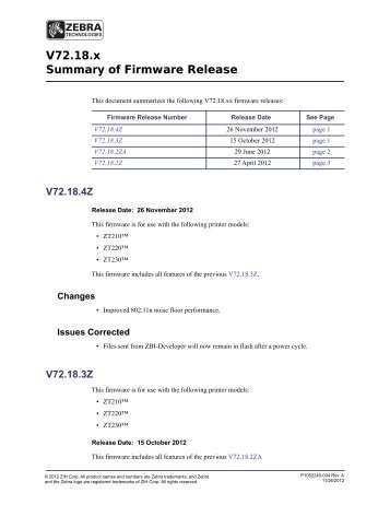 Firmware Release Notes - Zebra