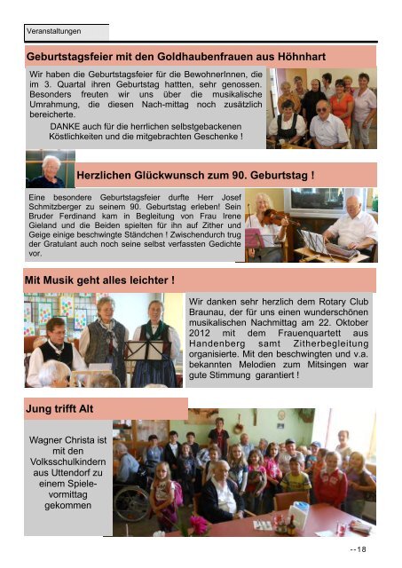 Heim-G'schichtln - und Pflegeheim Maria Rast in Maria Schmolln