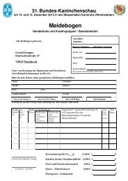 Meldebogen HuK BKS 2013 - 31. Bundes-Kaninchenschau