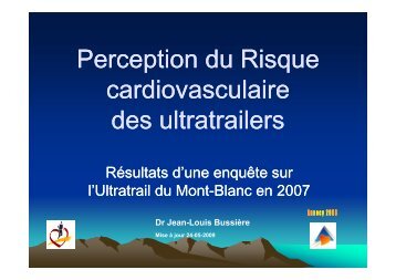 Perception du Risque cardiovasculaire des ultratrailers - Club des ...