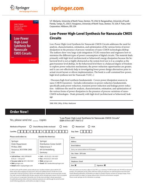 Low Power High Level Synthesis For Nanoscale Cmos Circuits - 