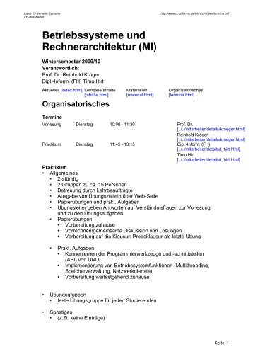 Betriebssysteme und Rechnerarchitektur (MI) - Labor fÃ¼r Verteilte ...