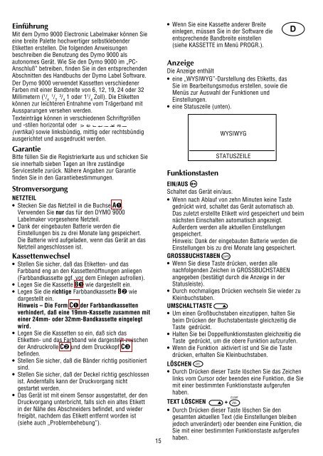PDF-Datei Bedienungsanleitung DYMO ... - Office-Profishop