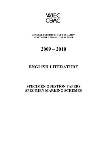 English Literature Specimen Question Papers ... - Oswestry School