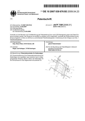 Präsentationshalter für Kettensägen