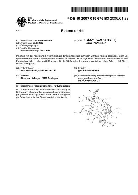 Präsentationshalter für Kettensägen