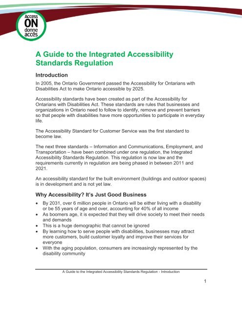 A Guide to the Integrated Accessibility Standards Regulation