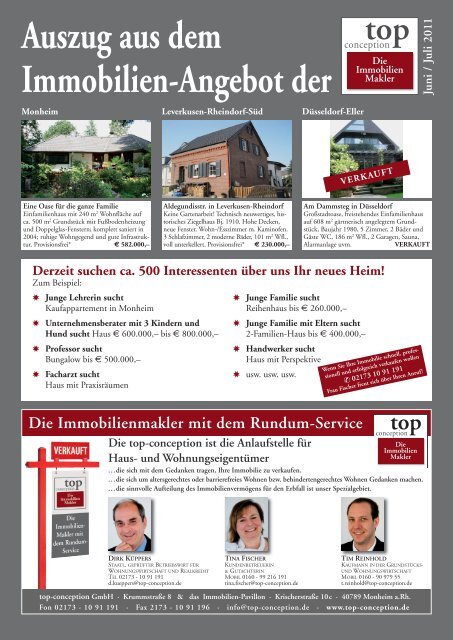 Auszug aus dem Immobilien-Angebot der Juni / Juli ... - top-conception