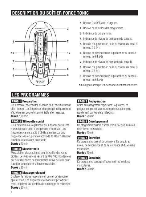 MODE D'EMPLOI - Sport-elec.com