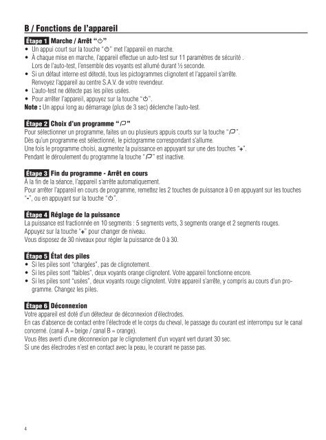 MODE D'EMPLOI - Sport-elec.com