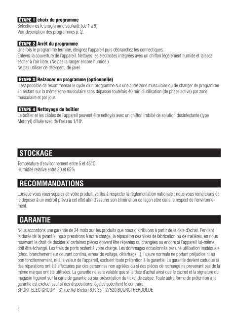 MODE D'EMPLOI - Sport-elec.com