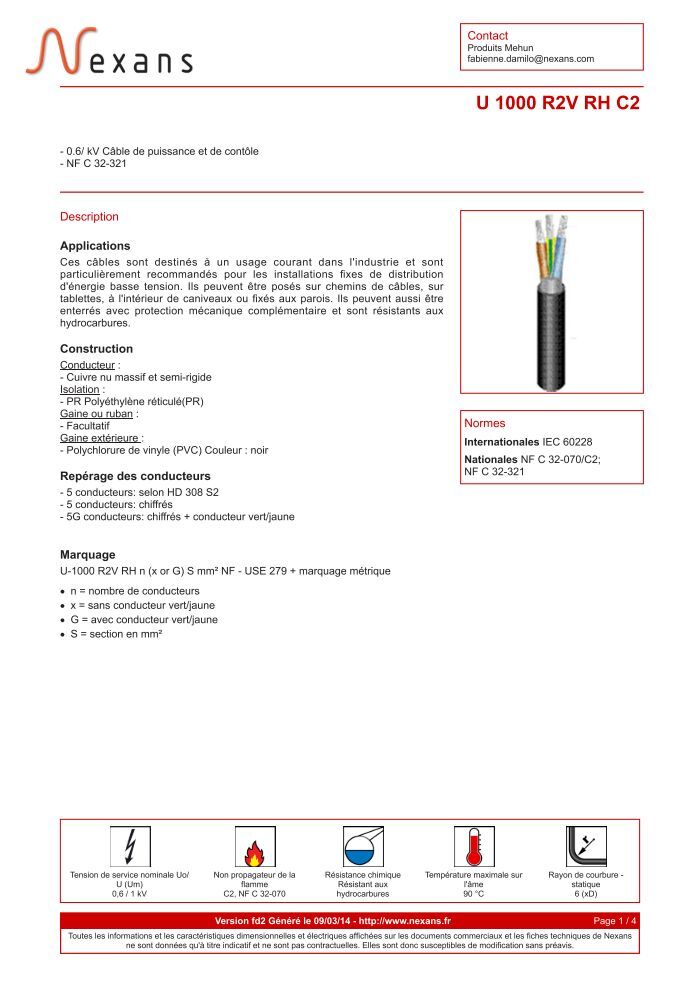 U1000 R2v U 1000 R2v CABLE ELECTRIQUE U1000 R2V 3G1.5 AU ML