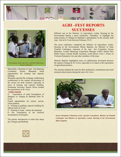 Read the Agri-fest Newsletter - Antigua & Barbuda