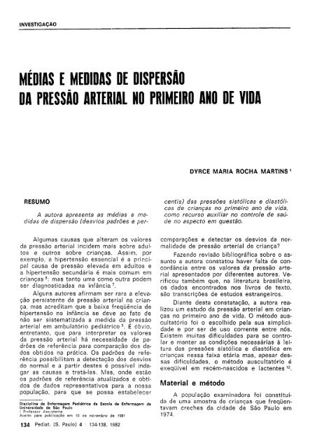 mÃ©dias e medidas de dispersÃ£o da pressÃ£o arterial no primeiro ano ...