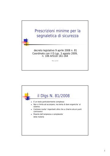 Prescrizioni minime per la segnaletica di sicurezza il Dlgs N. 81/2008