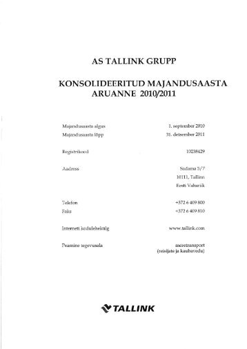 as tallink grupp konsolideeritud majandusaasta aruanne 2010/2011