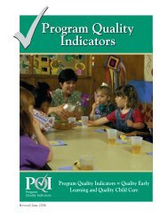 Program Quality Indicators = Quality Early Learning and Quality ...