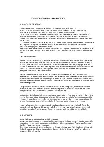 Conditions générales en Location Long Terme (pdf) - D'Ieteren Lease